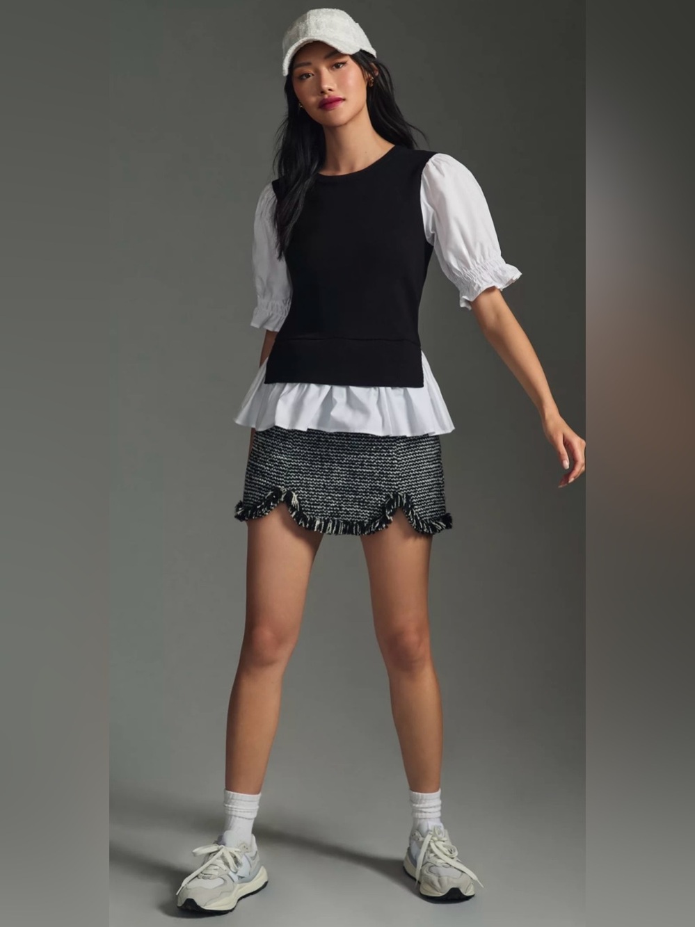 NWT Anthropologie Black & White Layered Ruffle Top | XL